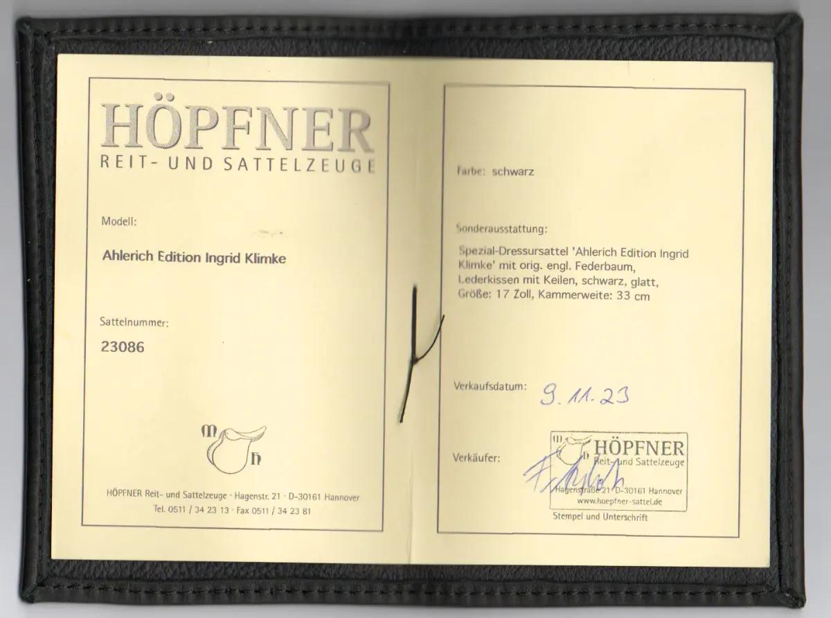 Hennig Dressursattel HÖPFNER : Ahlerich Edit. Ingrid Klimke  17" – Vorschau 7