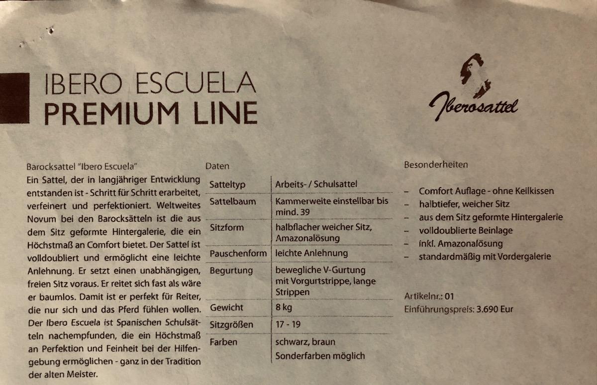 Ibero Dressursattel Escuela Premium Line 17,5' – Vorschau 2